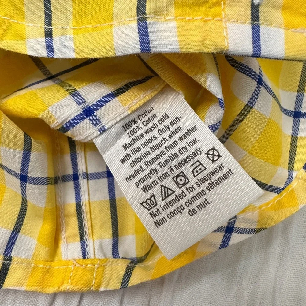 Janie and Jack Cuffed Button Down Plaid‎ Yellow Blue White Boys 18-24 Months NWT